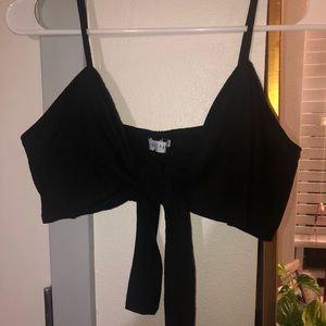⚡️NASTY GAL Plunge Crop Top Adjustable Bra Tie Front Going Out Shirt | Medium